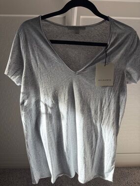 AllSaints Women’s Heather Gray V-Neck Short Sleeve Tee